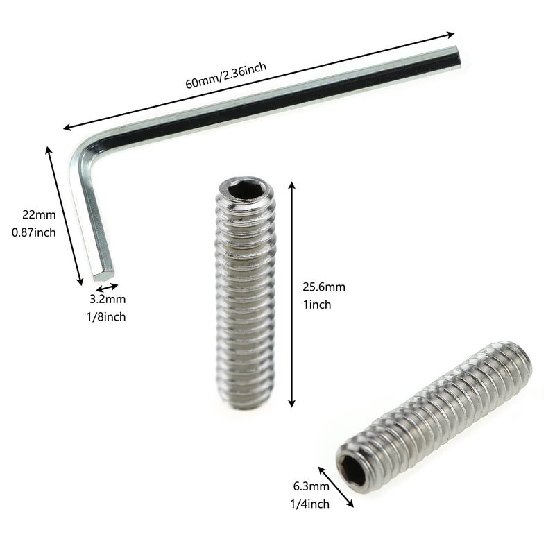 LUORNG Cone Point Screw 10PCS 1/4-20 x 1inch 304 Stainless Steel Allen Head Screw, Hex Hexagon Socket Flat Point Set, End Grub Headless Bolt with Hex Drive Wrench - Image 3